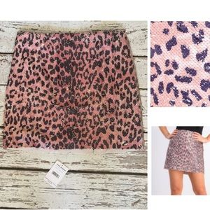 Free People Skinny Sequin Pink Cheetah Mini Skirt
